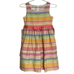 Bonnie Jean Girls Pastel Striped Sleeveless Sunday Dress Size 10 Spring Summer.